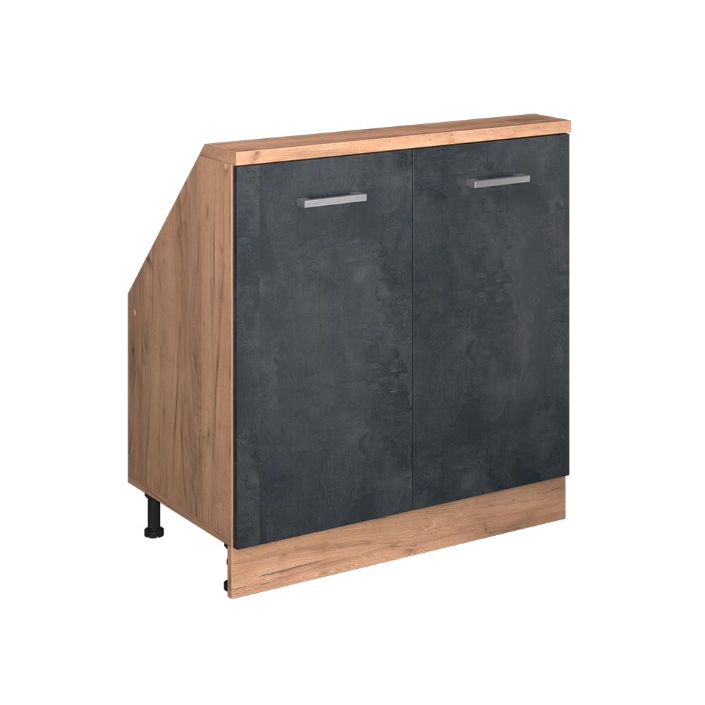 Vicco Kitchen sloped ceiling cabinet Raul, Black concrete, 80 cm — image 1