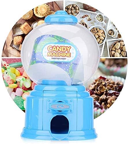 Cute Sweet Mini Candy Machine Kids Bubble Gumball Dispenser Toy Children Coin Bank Birthday Gift for Boys Girls (Blue)