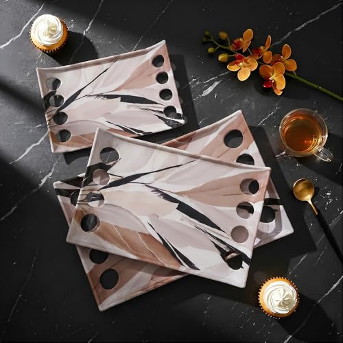 Image of U.P.C Tray Set for Serving /Serving Tray Set of 3 / Premium Printed Tray for Serving /Multi-Use Nashta Plate (Small, Medium & Large)