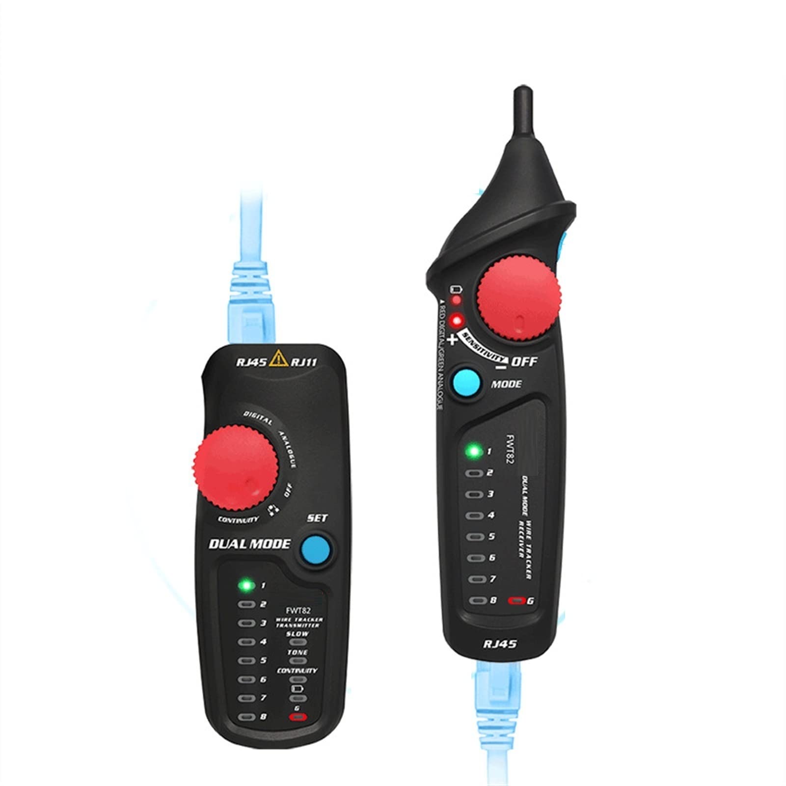 Probador de cable de fibra óptica FWT82 Seguimiento de cables de red de doble modo rastreador de alambre Rj45 rj11 Tóner de alambre Ethernet Lan Buscador de línea de detector de analizador de trazador