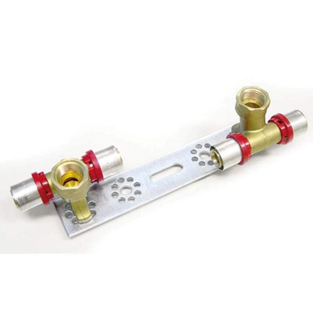 Staffa e raccordi disassati 1/2" x20mm per tubo multistrato a pressare