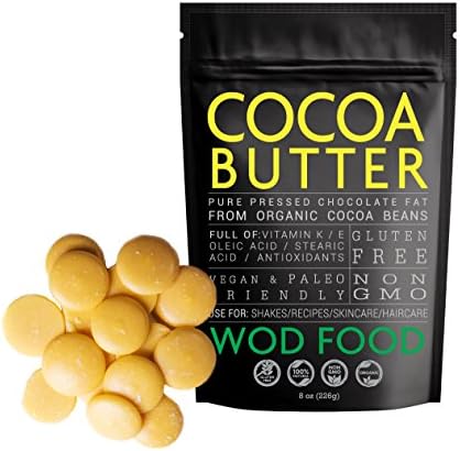 Raw Organic Cocoa Butter, Cacao Butter by WOD Food - 100% Organic, Single-Origin, Fair Trade, Unrefined, Food Grade comes in Wafer or Chunk (8 ounce)
