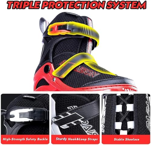 PAPAISON Adjustable Inline Skates for Kids and Adults with Full Light Up Wheels, Outdoor Roller Skates for Girls and Boys, Men and Women - Thumbnail 3