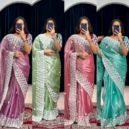 Image of Flosive Women's Present Beautiful Kanjivaram Soft Silk Saree With Blouse