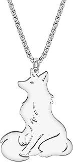 Stainless Steel Cute Arctic Fox Necklace Fashion Pendant 18k Gold Plated Animals Jewelry for Women Charms Gifts