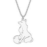 LONYOO Cute Fox Necklace Stainless Steel Pendant Chain Dainty 18K Gold Necklace Fox Gifts for Women Charms