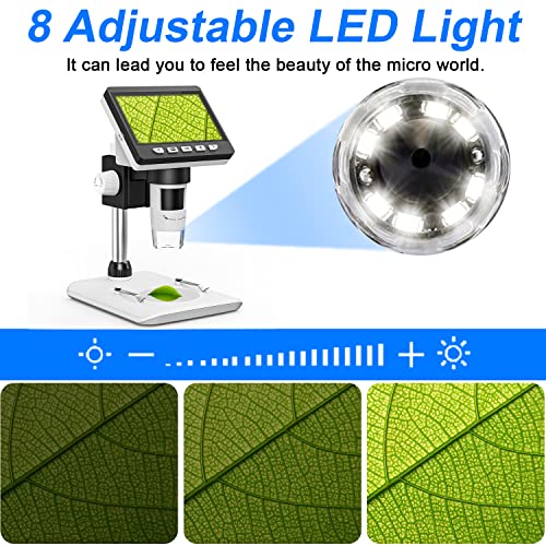 Cimelr Lcd Digital Microscope 4.3 Inch Handheld Usb Microscope 50X-1000X Magnification Pcb Coin Soldering Microscope Video Camera For Adults/Kids - 8 Led Lights, Sd Card Included,Windows Compatible #TOP3