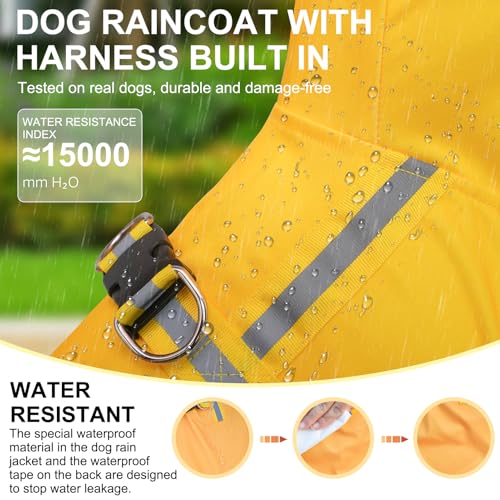 BEAUTYZOO Capa de chuva para cães com capuz com arnês embutido para cães pequenos, médios e grandes,