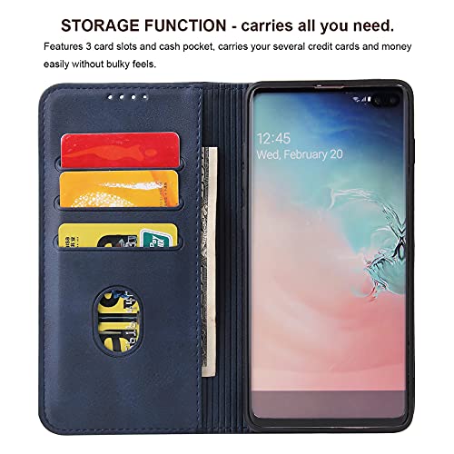 Tohulle Case For Samsung Galaxy S10 Plus, Premium Pu Leather Wallet Case With Card Holder Kickstand Built-In Magnetic Closure Flip Folio Phone Cover For Samsung Galaxy S10 Plus - Blue #TOP2