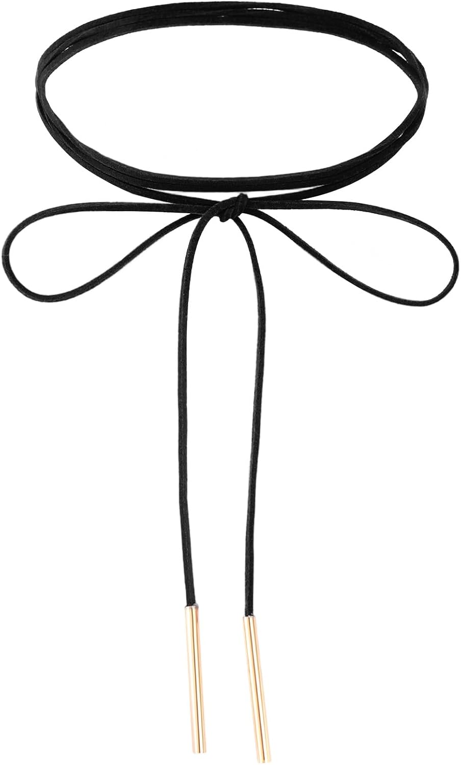 Gothic Bow-knot Velvet Choker Necklace, Black Sexy Long Wrap Choker Necklace with Gold Tube Pendant Gothic Boho Velvet Choker for Women Party Prom Neck Accessories