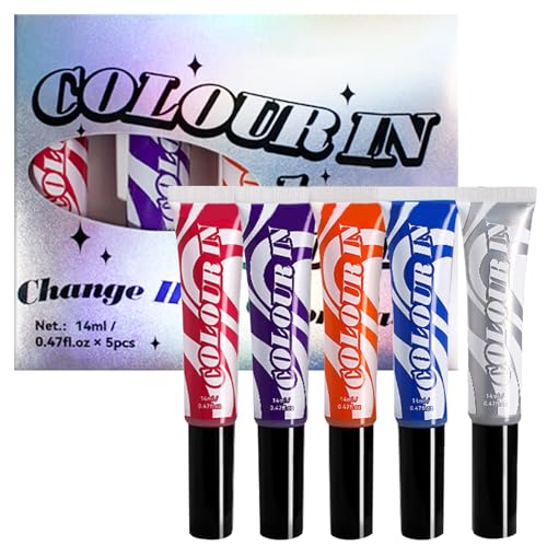 Tinte temporal para el cabello lavable, 5 piezas, peine de color y kit de tinte para espectáculos de escenarios, tinte de pelo fácil de lavar, 5 piezas de tiza para el cabello, color Home Solon Hair