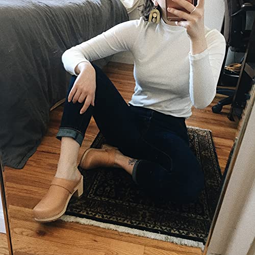 Sandgrens Swedish High Heel Wooden Clog Mules for Women, US 10-10.5 | Dublin Nude Veg, EU 41 - Thumbnail 5