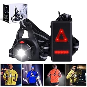 Vaileal Lampe Course a Pied – Lampe Running USB Rechargeable 500 Lumens IPX6 Étanche Lampe Pectorale Running 3 Modes et 90° Réglable Angle LED Lampe Running Poitrine pour Jogging, Camping, Coureurs