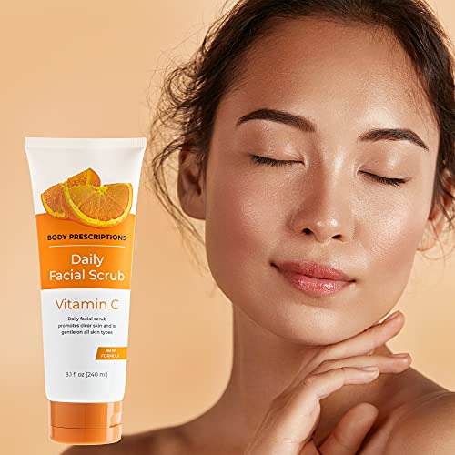 Body Prescriptions Gentle Daily Facial Scrub- Exfoliating Face Cleanser For All Skin Types, Face Wash For Healthy And Clear Skin Infused With Vitamin C, 8.1 Fl Oz #TOP5