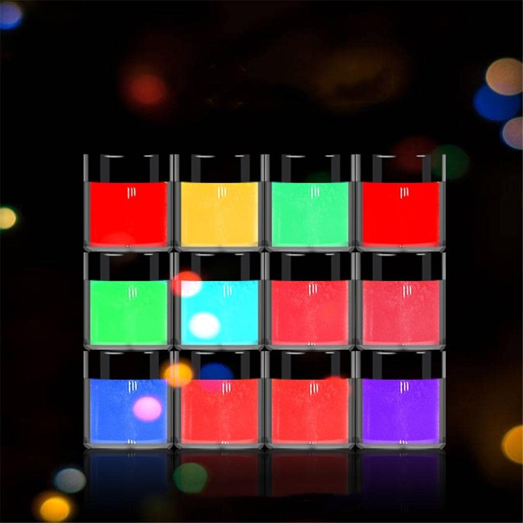12 Boxes Luminous Nail Powder Set - Glow in the Dark DIY Nails - 12 Colors Fluorescent Dip Powder for Halloween & Christmas - No UV/LED Needed - Perfect for Nail Art Ent