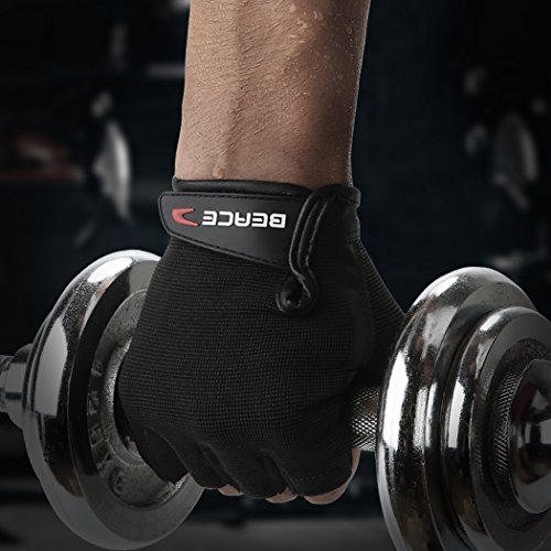 Beace GYM-GLOVE-01-BLACK-L Weight Lifting Gym Gloves With Breathable Leather Palm For Workout Exercise Training Fitness And Bodybuilding thumb #5