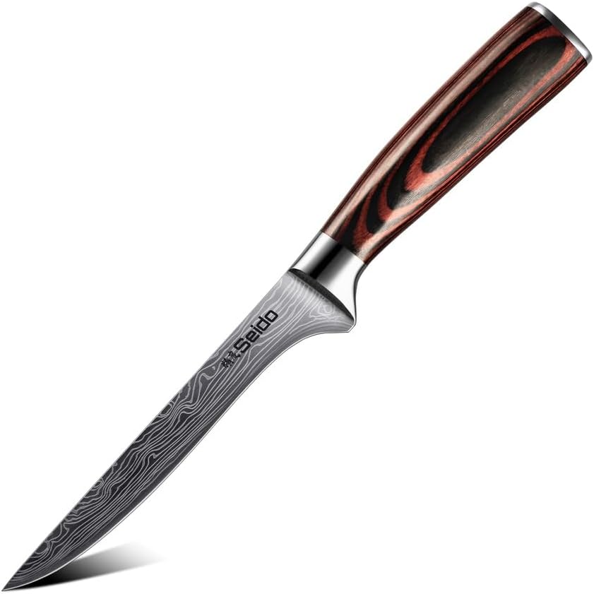 Seido Knives Master 6 Inch Boning Knife – High Carbon Stainless Steel Razor Sharp Durable Ergonomic Pakkawood Handle for Precision Cutting