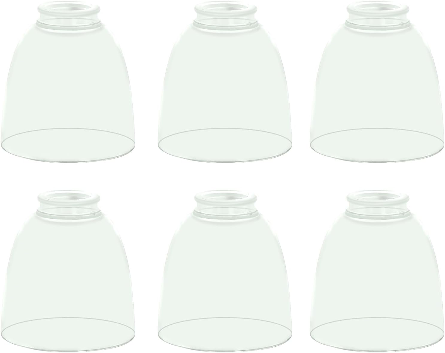 6-Pack Clear Glass Shade Light Covers, Bell Shaped Glass Shade Covers Ceiling Fan Lamp Replacements, Light Fixtures Lampshade for Chandelier Wall Sconces, 1.61" Fitter Size, 5" High x 4.7" Diameter