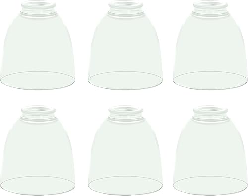 Paquete de 6 cubiertas de pantalla de luz de vidrio transparente, cubiertas de pantalla de vidrio en forma de campana para reemplazos de lámparas de