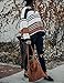 ZESICA Women's Long Sleeve Crew Neck Striped Color Block Casual Loose Knitted Pullover Sweater Tops Black