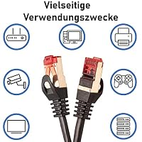 BIGtec 15m LAN Kabel Patchkabel doppelt geschirmt Netzwerkkabel schwarz – Ansicht 3