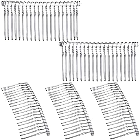 5 Pieces Hair Combs for Women Accessories Metal Bridal Hair Comb 20 Teeth Wedding Veil Comb Decorative for Women Girls Fine Hair(White K)