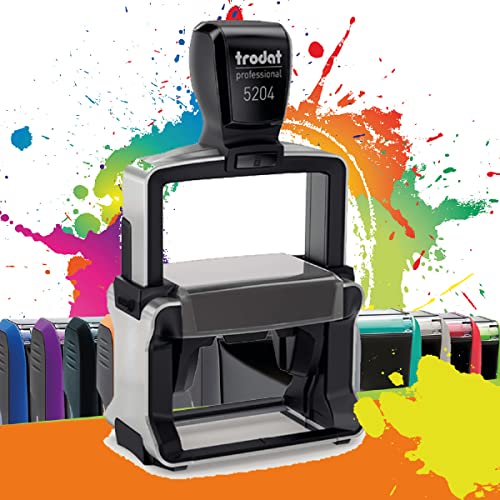 Image of Trodat Metal Line 5204 - Professional Self-Inking Stamp with 6 Customizable Lines – Text Plate 56 x 26 mm Included