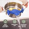 Kitchen Gizmo Snap N' Strain - Silicone Clip-On Strainer for Pots, Pans, and Bowls - Heat-Resistant Kitchen Gadgets, Essential Colander Drainer for Vegetables and Pasta - 7.87x2.76x4.53-Inch (Blue) #4
