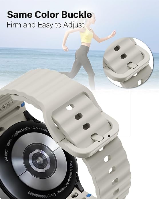 Image of WRIGSS Silicone Strap Compatible with Samsung Galaxy Watch 7 6 5 4 FE Original Style Wavy Smart Watch Straps For Men Women, 40mm 44mm Standard & Classic