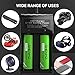 Taeozi 4 Packs Battery of 3.7V 3400mAh Flat Top Battery for Flashlight, Camera, Small Fan, Sound Equipment with 1 Bay USB Battery Charger