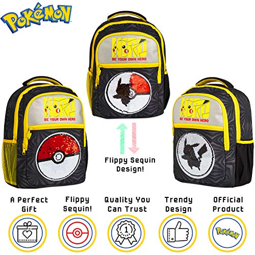 Pokemon Sac A Dos Enfant Avec Pikachu Et Pokeball En Paillettes Reversibles Cartable Fille Garcon Maternelle Primaire Cp College Idee Cadeau Anniversaire Enfants Adolescent Age Scolaire