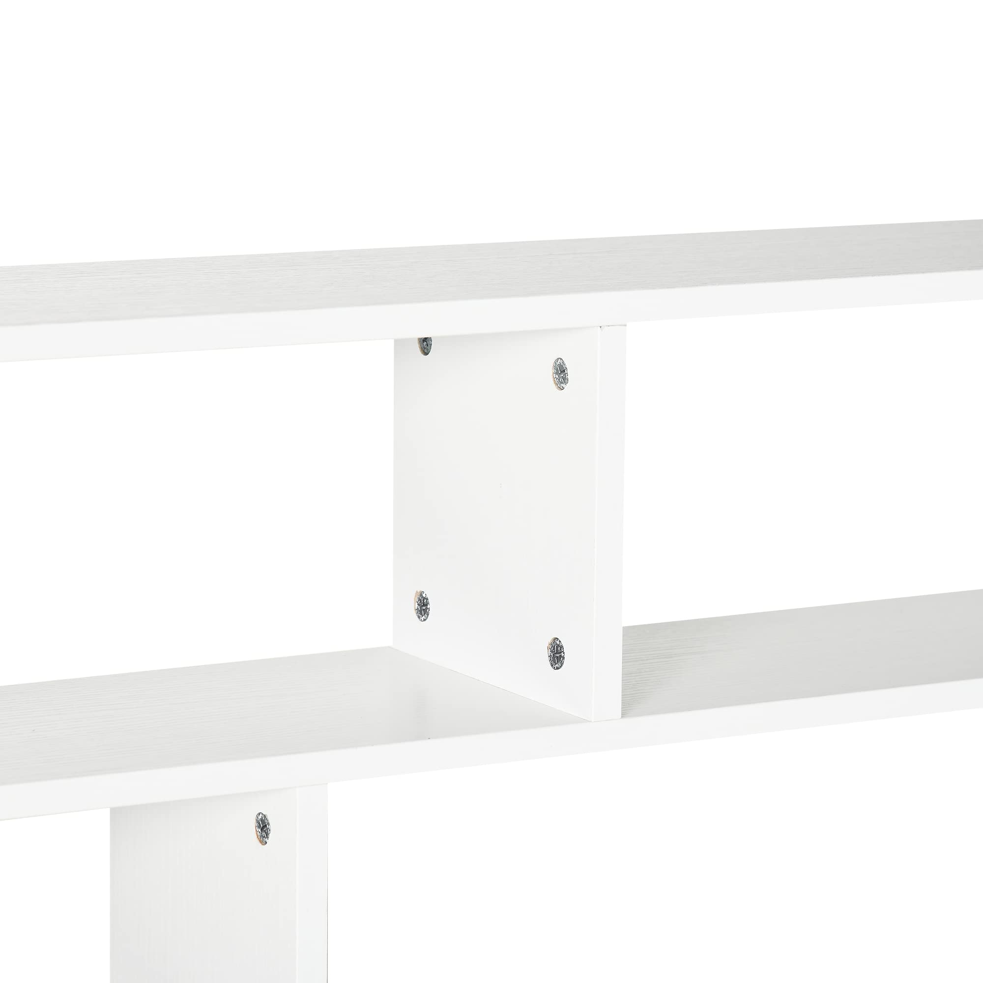 HOMCOM Estantería de Pared 4 Niveles Balda Flotante 94x19,5x80 cm Blanco | 7 Compartimientos Abiertos, para Salón Dormitorio Oficina, Estilo Moderno