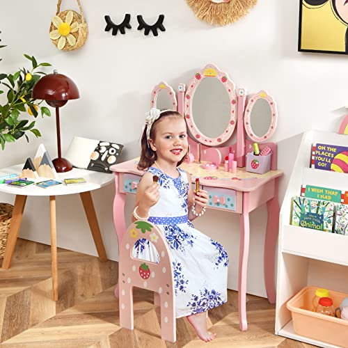 RELAX4LIFE Toeletta da Trucco con Sedia per