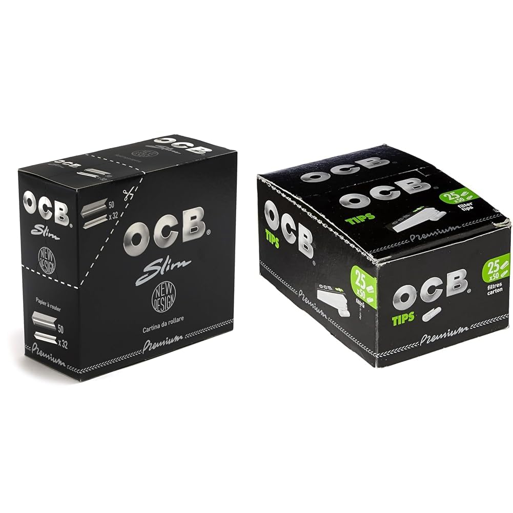 Ocb Wąskie Bletki, Tworzywo Sztuczne, Czarny, 50 Paczek po 32 Sztuk & OCB Filtry Zwijane, 25 Paczek po 50 Sztuk