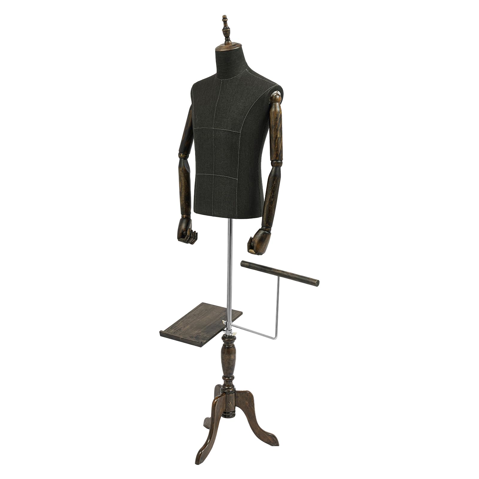 Schwarz Männliche Schaufensterpuppe, Kleid Halbkörper Höhe Verstellbar, für Bekleidungsgeschäfte, Schneidereien, Einkaufszentren