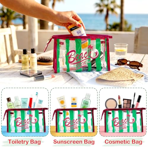 Image of COSHAYSOO Sunscreen Bag Clear Makeup Toiletry Pouch Beach Vacation Essentials for Women Teen Girls Trip Gifts Summer Pool Travel Must Have Accessories Waterproof Stuff