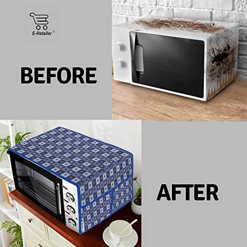 Image of Cotridge 3-Layered Microwave Oven Top Cover With 4 Utility Pockets Suitable for Upto 30 Liter (Color- Blue, Size-36x14 Inches Inches)