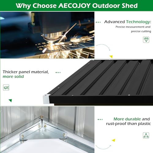 Image of AECOJOY Trash Can Storage Shed Outdoor, 46 Cu.Ft Outdoor Garbage Can Storage Shed, Horizontal Storage Cabinet Waterproof, Bicycle Sheds & Outdoor Storage Clearance in Brown