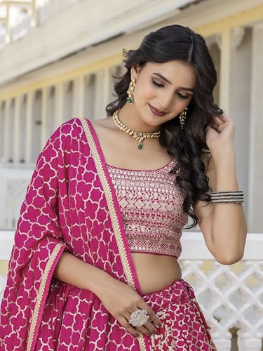 Image of TRENDMALLS Art Silk Embroidery Sequence Work Lehenga Choli Unstitch Blouse With Dupatta For Women (New-Bridal-Latest-Wedding-Sequence-Lehenga-Designer)