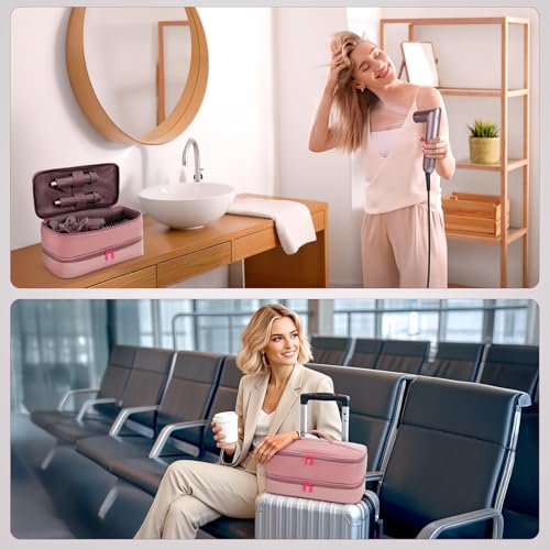 Image of Adworte Travel Hair Dryer Case for Shark FlexFusion, Portable Hair Tools Bag, Double-Layer Storage Carrying Case for Shark FlexStyle Blow Dryer, FlexFusion & Fusion Air Straightener Attachments Holder