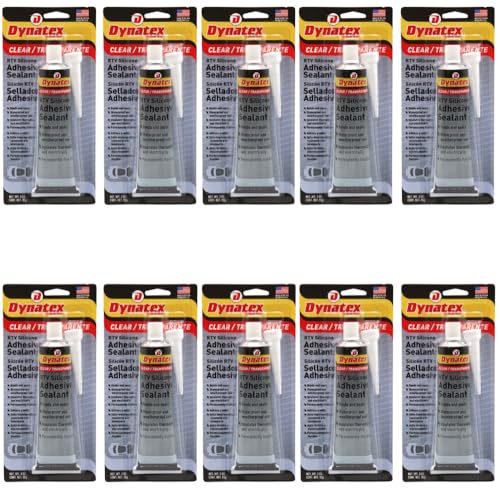 Image of Dynatex RTV Clear Silicone Adhesive Sealant 3 oz Tube - Transparent Watertight Seal, Marine RV Industrial Use, Made in the USA (10-Pack)