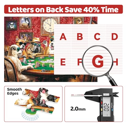 Puzzle para adultos de 2000 piezas – Divertidos perros jugando póker, obra detallada y vibrante, puzzle desafiante para adultos 2000 piezas, 39" x 28" miniatura 3