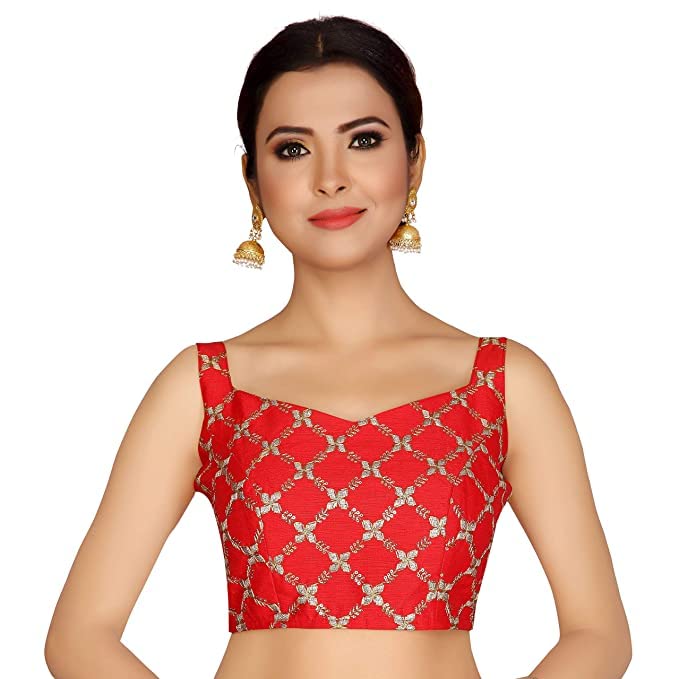 Buy Studio Shringaar Women's Polyester Sleeveless Saree Blouse  (S2125_Red_2XS) at Amazon.in