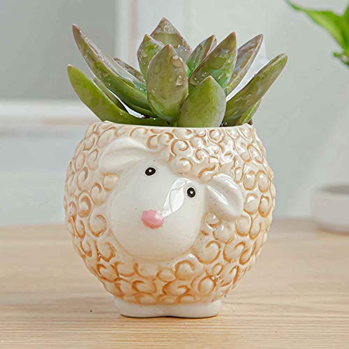 Sheep Flower Pots Resin Succulent Planters For Indoor Plants Railing Planter Bonsai Pot Yard Garden Rustic Farmhouse Decor Window Boxes Planters Cute Stuff Birthday Gifts For Men Women (Yellow) #TOP6