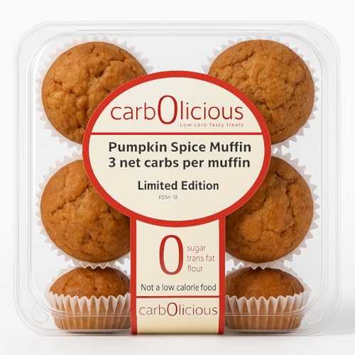 Carbolicious Low-Carb Pumkin Spice Muffins (6 Pieces) Keto Friendly Limited Holiday Edition