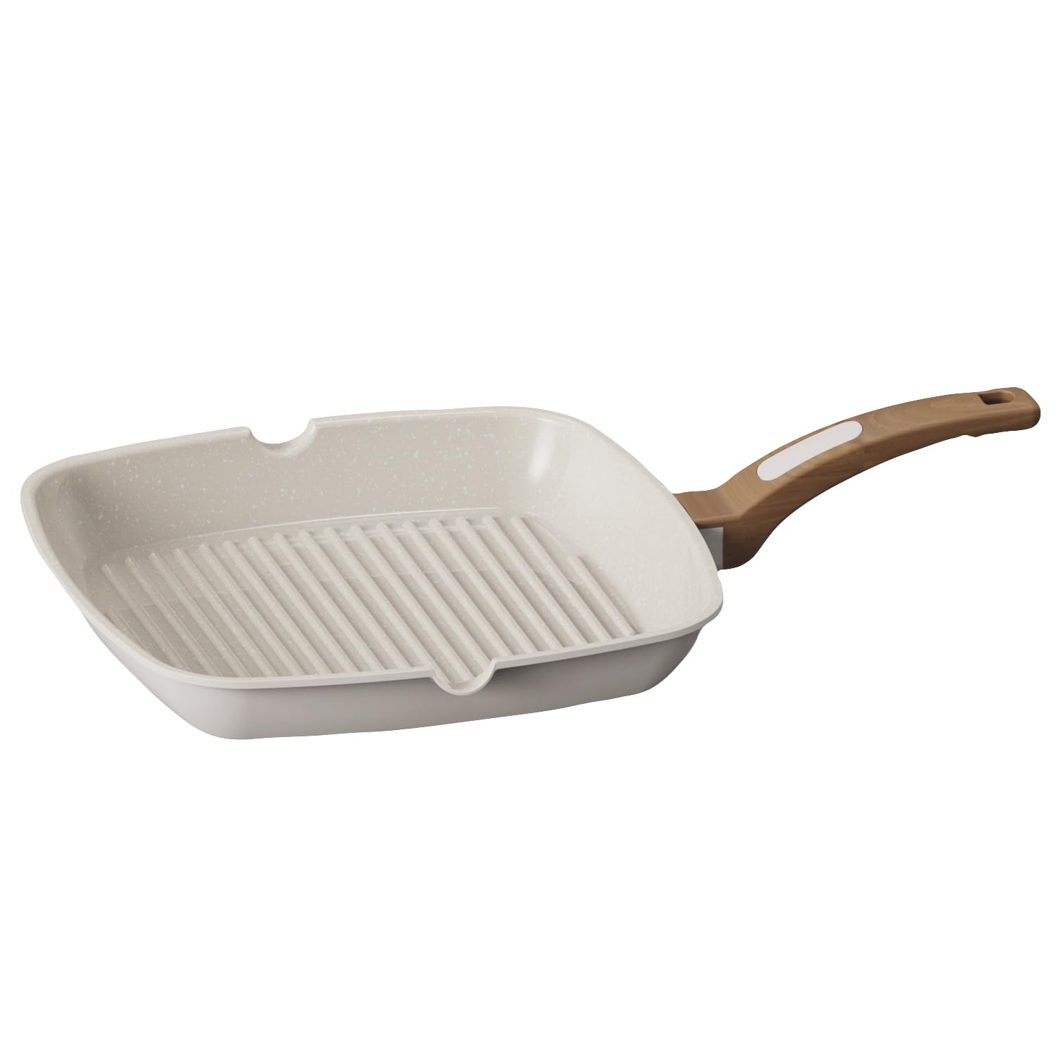 Cooksmart Signature 28cm Grill Pan – Cast Aluminium | Non-Stick | PFOA & PFAS Free | Induction, Gas, & Electric Hob Compatible | Dishwasher Safe | Ergonomic Handle (Ivory)