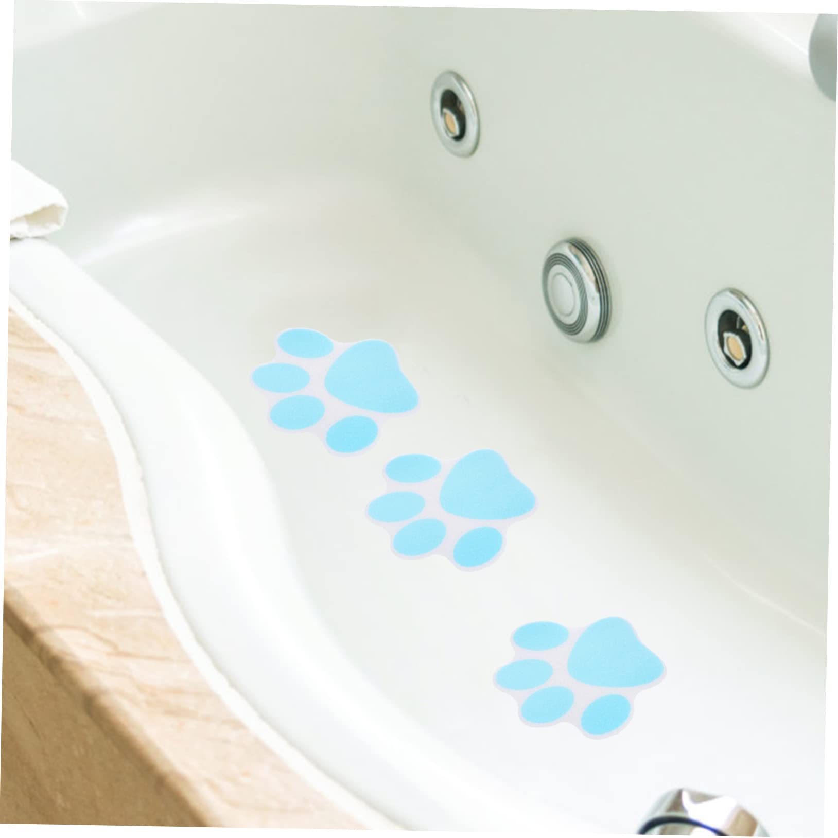 BUGUUYO 10pcs Non-Slip Dog Paw Shower Stickers Adhesive Bathtub Decals for Safe Floors and Stairs Anti-Slip Grip for Bathrooms Kitchens Pools More Blue