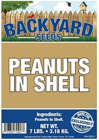 Backyard Seeds Raw Peanuts in The Shell/Raw Peanuts/Bulk Nuts for Blue Jays/Cardinals/Woodpeckers/Squirrels 7 Pounds