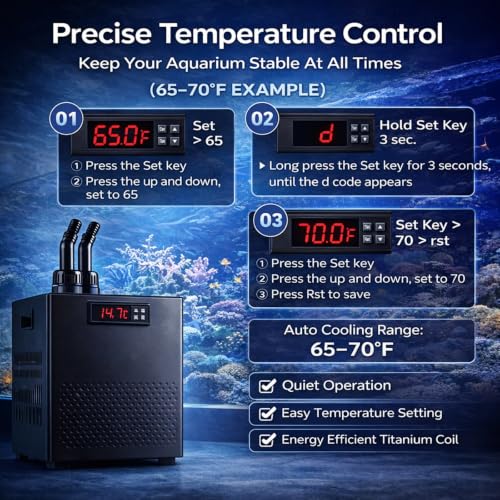 Enfriador de acuario silencioso con equipo de refrigeración y control de temperatura para gambas 5