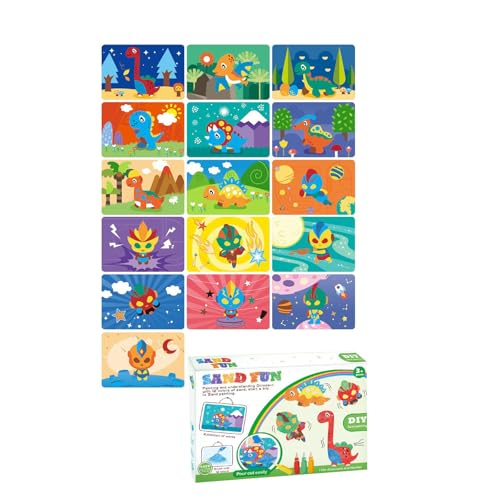 THINCAN Kits de artesanía de arena para colorear para niños Juguetes educativos hechos a mano pintura de arena Actividades artesanales para niños